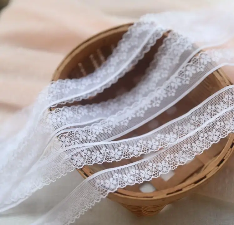 Crocheted Fabric Lace Sweater Side Skirt Curtain Sofa DIY Lace Trim Doll Garment Accessories 10 Meters White Thin