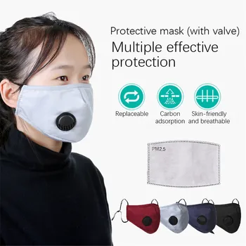 

1-50pcs Reusable Washable Face Mask Mouth Masks PM2.5 Anti Dust Pollution Cotton Activated Carbon Filter Valve Facemask New