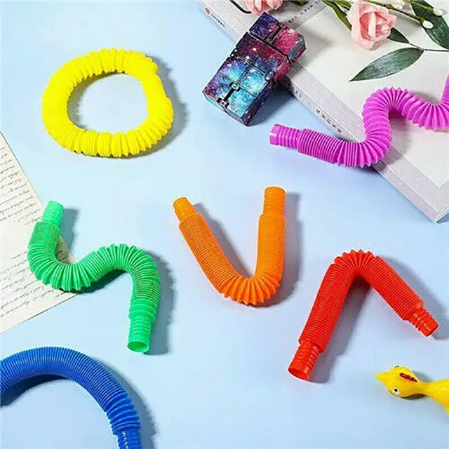 6Pcs Flexible Tube Toys Sensory Tactile Stimulation Inspiring Stress-relieving Pipe Toys for Kids 6