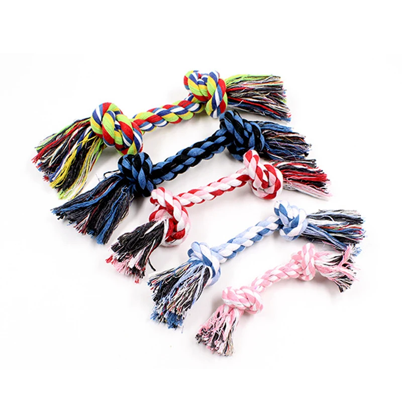 Strong Rope Pet Dog Toys Teeth Cleaning Double Section Cotton Ropes