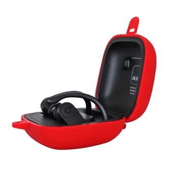 

Wireless Bluetooth Headset Cover Headphone Silicone Solid Color Protector Hook for Powerbeats Pro,Red