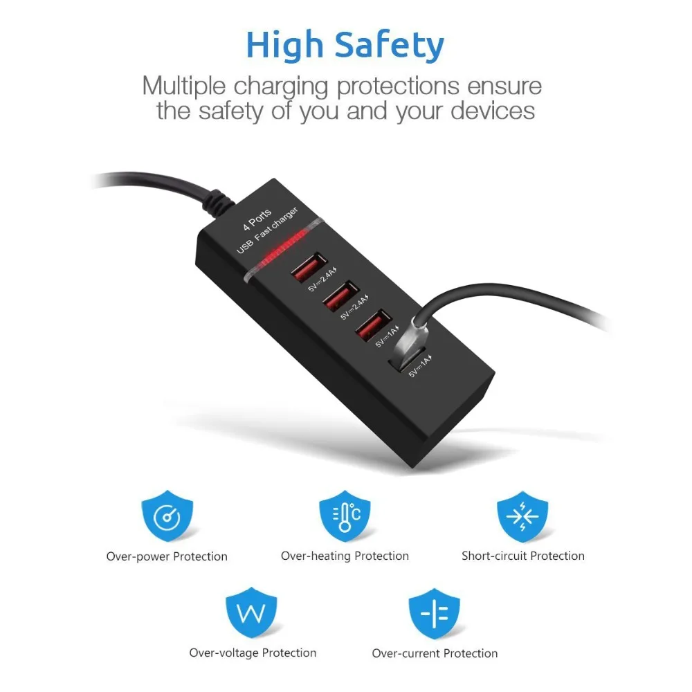 Телефон USB зарядное устройство 4 порта Портативный 4A зарядка Универсальный дорожный адаптер для iPhone XS Max XR X 8 samsung Xiaomi huawei