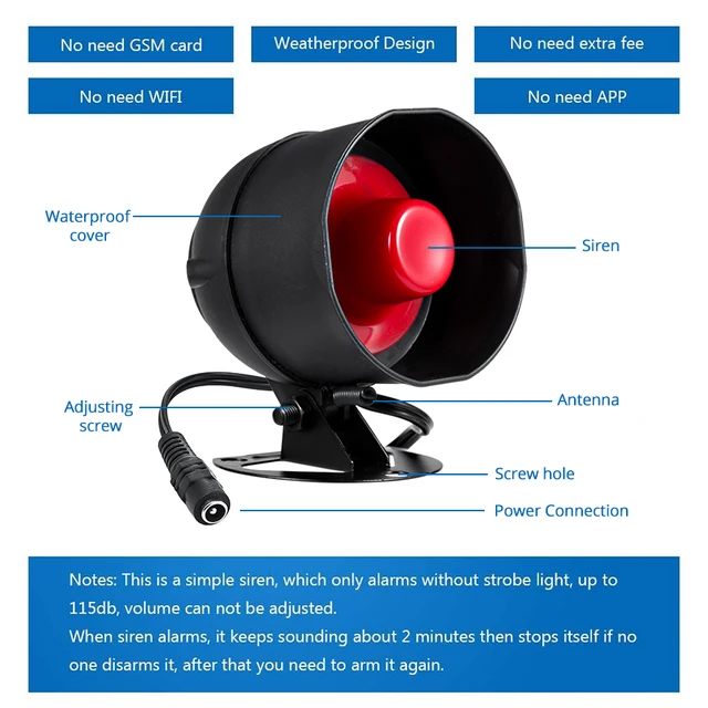 KERUI Standalone Security Alarm System Wireless Siren Motion Sensor Local Alarm Siren Horn With up to 100db Alarm Kit 3
