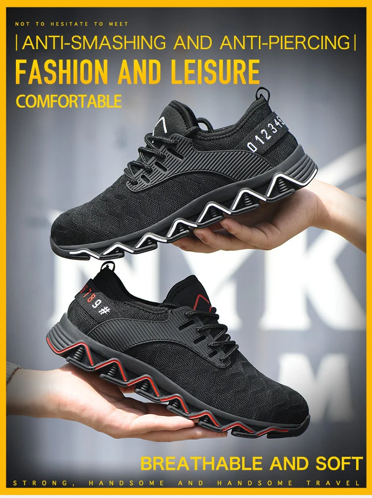 CE утвержденный мужской модный легкий стальной носок анти Smashiong рабочая обувь Мужская Уличная проколов защитная обувь кроссовки