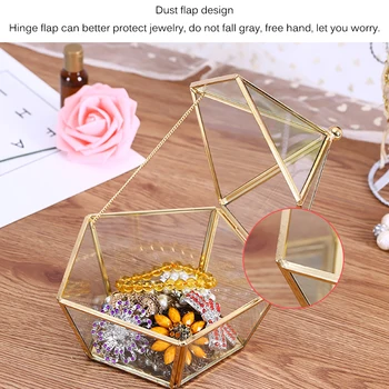 

Personalized Wedding Glass Ring Box Custom Bride And Groom Name Glass Jewelry Holder Box Pentagon Geometric Gift Holders