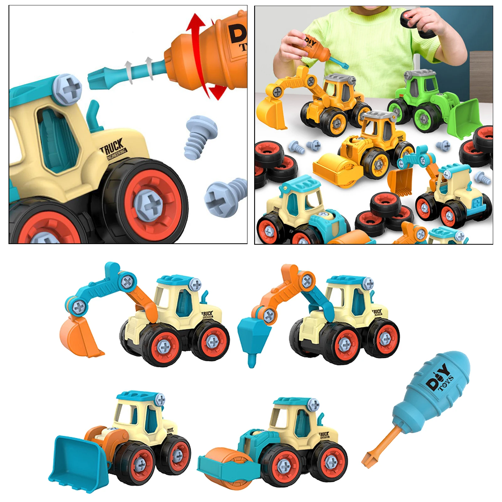 4pcs Creative Nut Disassembly Loading Engineering Truck Education Toys Model
