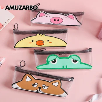 

Kawaii Student Pencil Case Cute Chick Piggy Frog Dog Storage Bag Waterproof Large Capacity Pen Bag Kids Gift Stationery