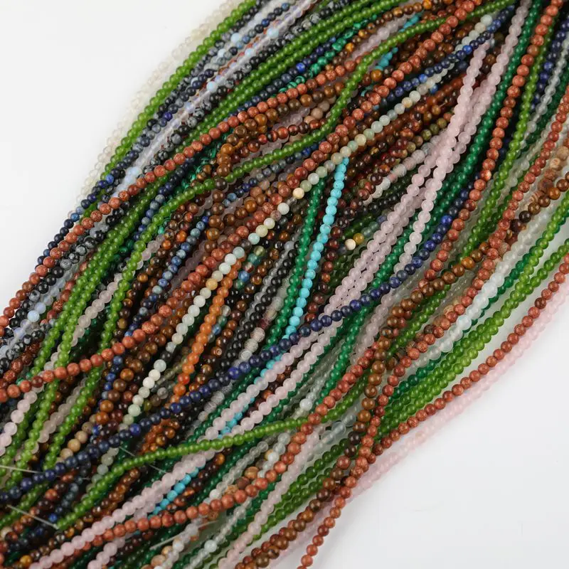 

3mm Mix Colorful Natural Gemstone Loose Beads High Quality Colorful Round Loose Beads Stone For DIY Making Jewelry