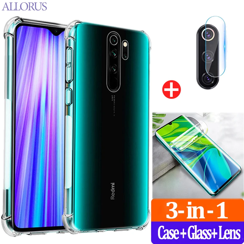 3 в 1 чехол для Xiaomi Redmi Note 8 Pro на телефона s гидрогель пленка Камера + крышка 8Pro 8T