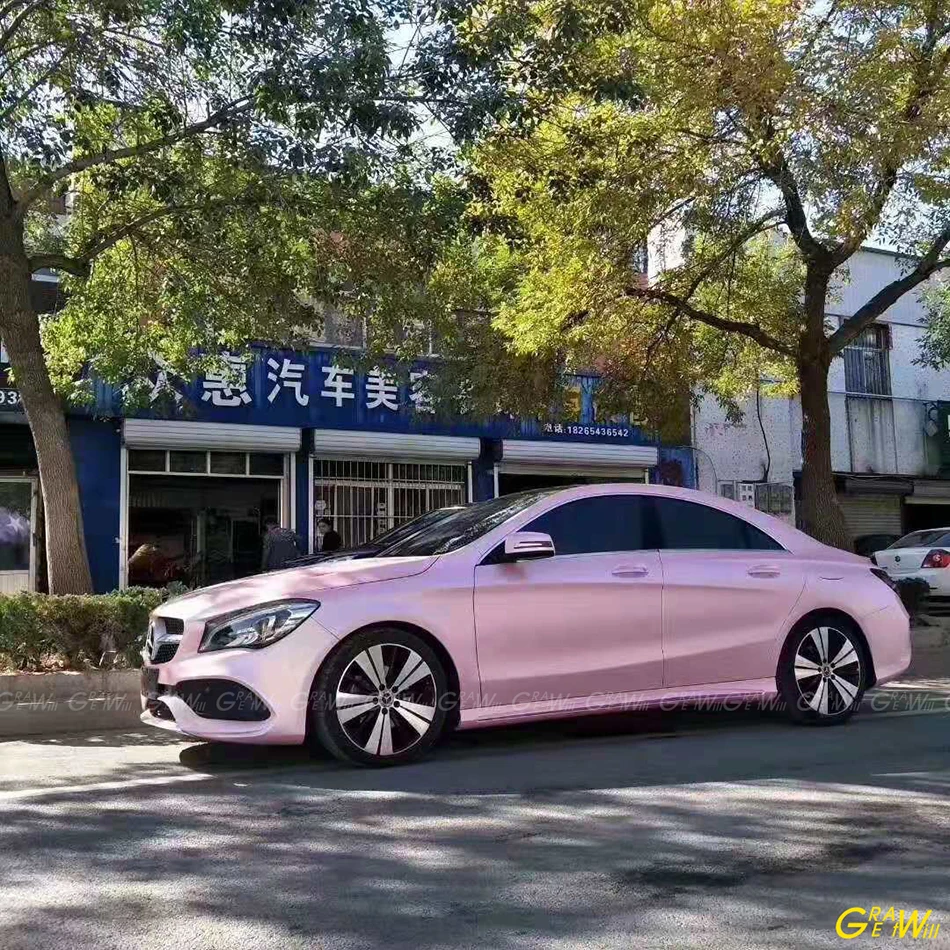 Высококачественная атласная розовая виниловая пленка Sakura цвета металлик с жемчугом, металлическая Сакура, розовая наклейка покрытие на автомобиль, без воздуха, 1,52x20 м/рулон