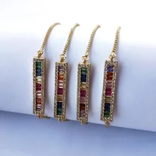 5 шт. Радуга cz бар разноцветный браслет с фианитами в микро-паве бар простые браслеты для девочек женские модные ювелирные изделия BG300