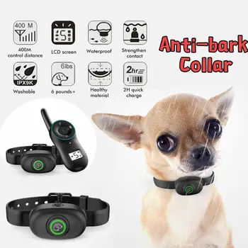 

400m Electric Dog Training Collar Pet Remote Control Waterproof Rechargeable with LCD Display for All Size Shock Vibration Sound