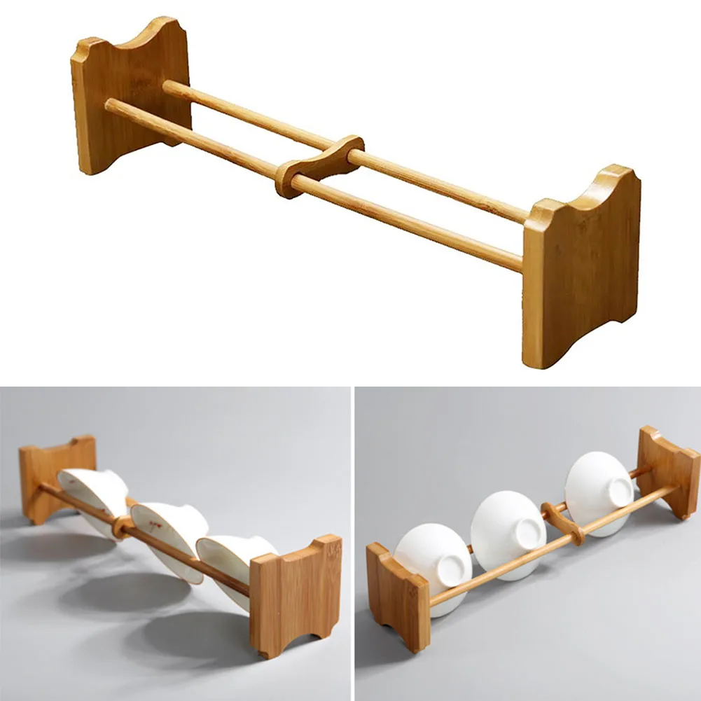 Bamboo Rack Tea Ware Drain Kitchen Storage Home Cup Holder Handmade Shelf Accessories Crafts Office Drying