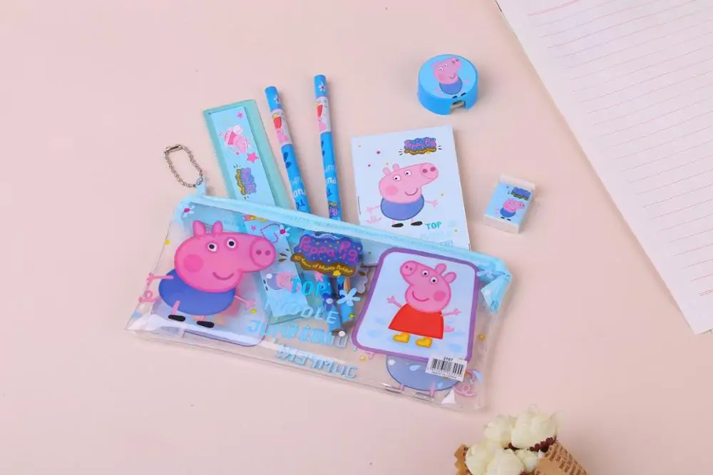 Peppa игрушки "Свинка" Джордж Пеппа свинка Семейный пакет папа мама фигурка Pelucia аниме Свинка Пеппа вечерние игрушки украшения - Цвет: Stationery set A