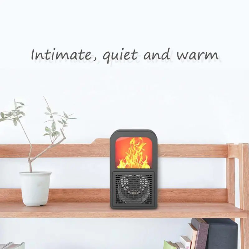 Mini Electric Wall-outlet Flame Heater EU Plug-in Air Warmer PTC Ceramic Heating