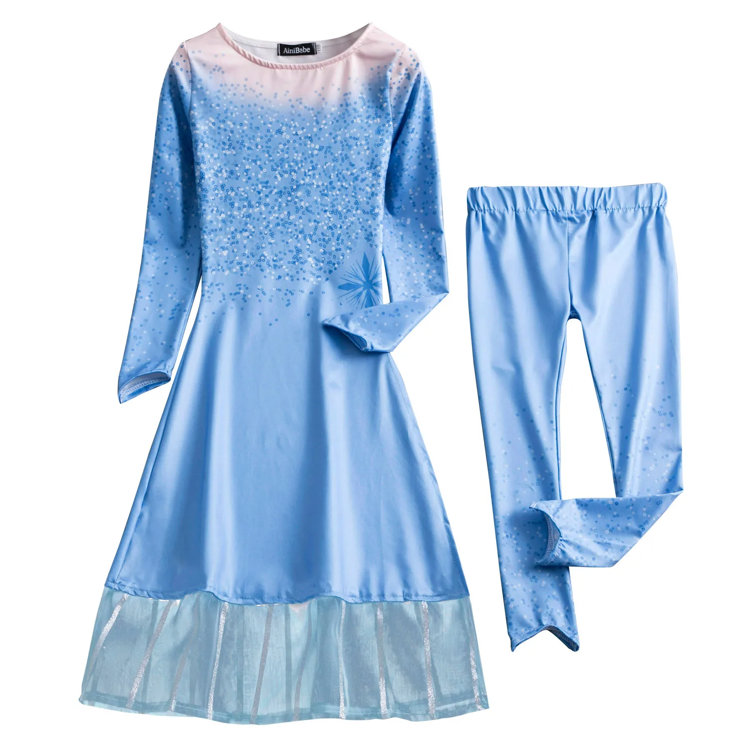 Платья для костюмированной вечеринки «Холодное сердце 2», «Королева Эльза», «Костюмы Эльзы», «Принцесса Анна», вечерние платья для девочек, «фантазия», комплект одежды для девочек - Цвет: 2PCS