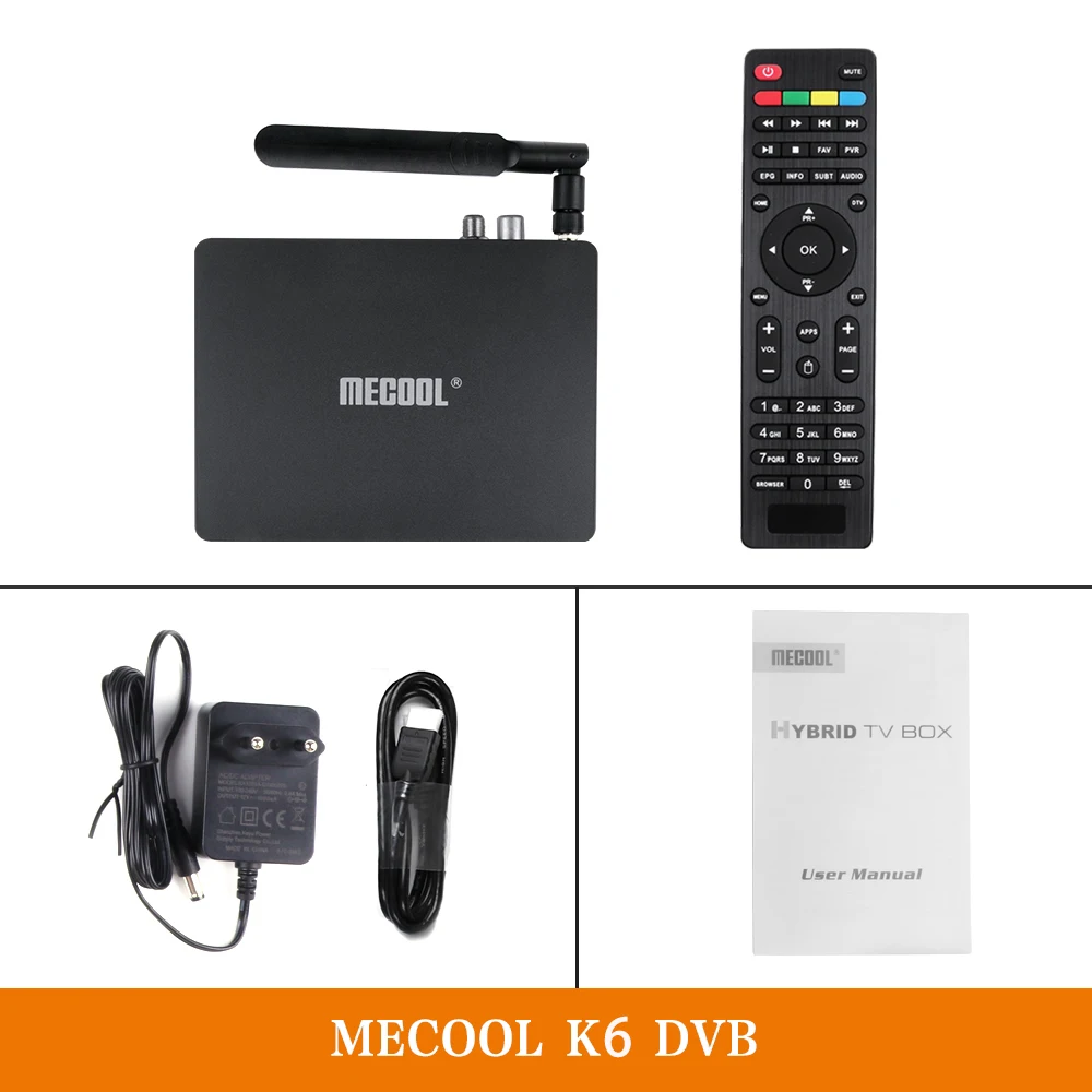 Mecool K6 ТВ коробка DVB-T2 DVB-S2 DVB-C 3D 4K 2,4G/5G, Wi-Fi, H.265 USB3.0 Декодер каналов кабельного телевидения с HiSilicon HI3798 Чипсет оптический Порты и разъёмы - Цвет: K6 TV BOX
