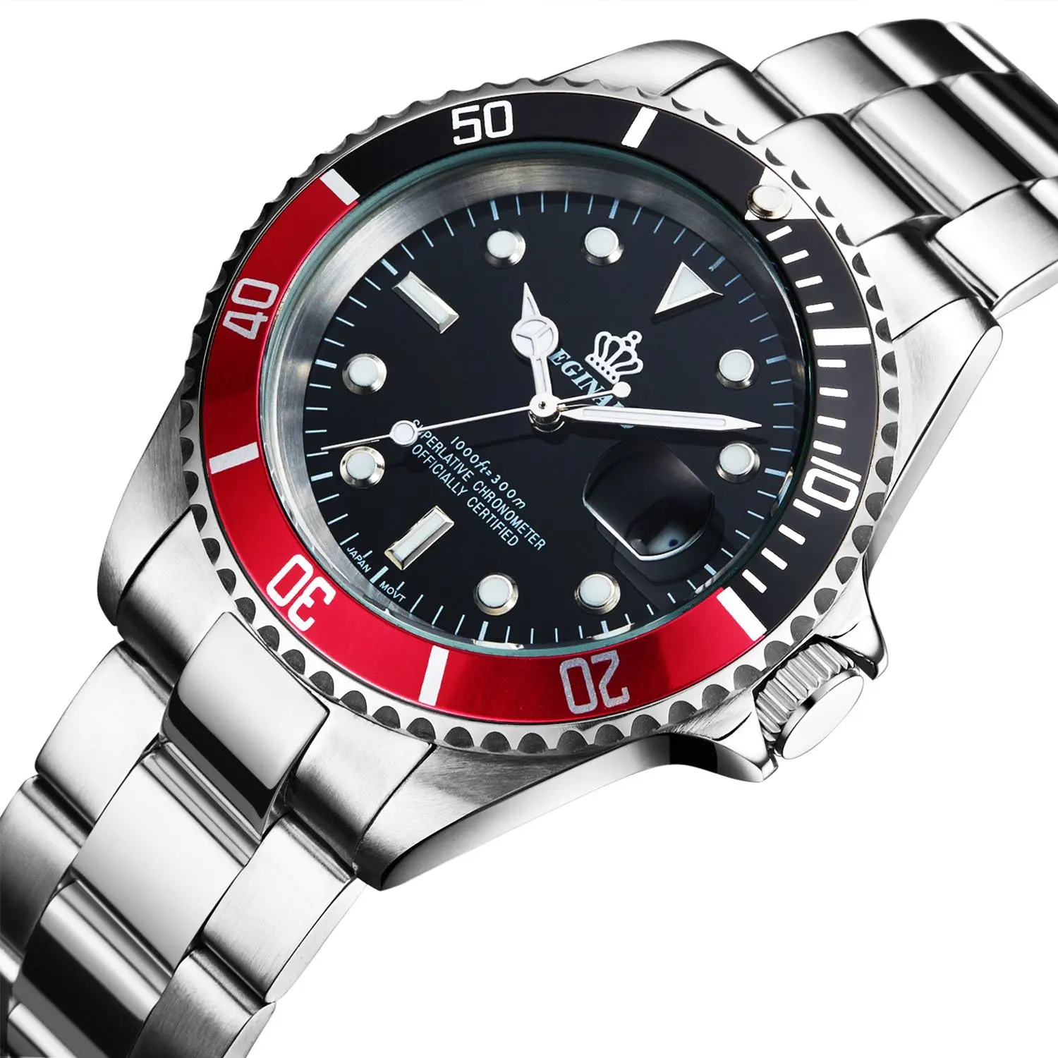 Reginald роскошные часы Для мужчин вращающийся ободок GMT Дата сапфир