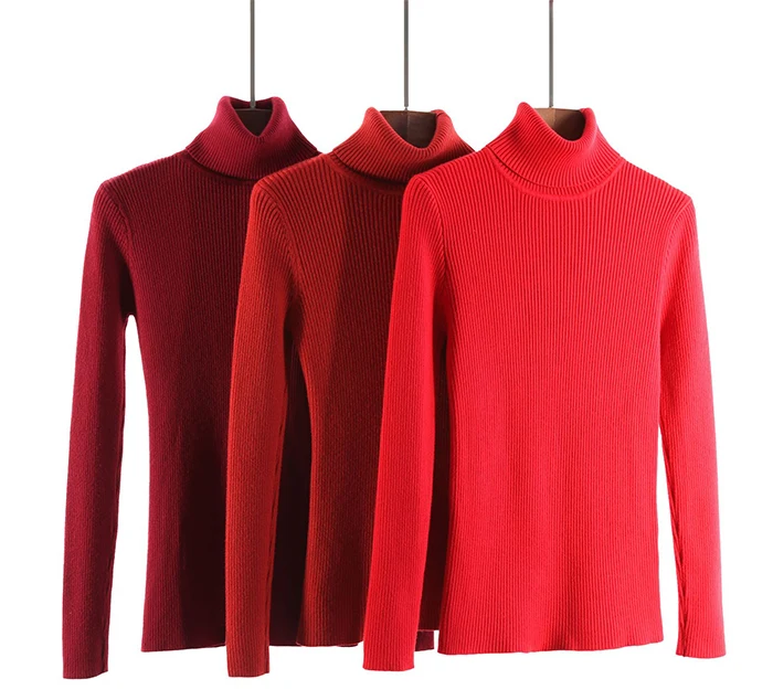 Женский вязаный свитер SURMIITRO, водолазка, красные цвета джемпер с длинным рукавом для женщин осень зима