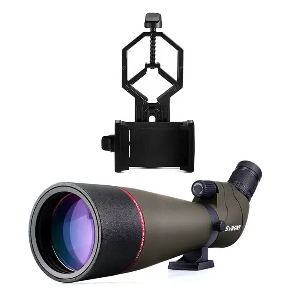 SV13 with Adapter Svbony Зрительная труба Увеличить 20-60x80mm Телескоп-рефрактор, 45 градусов Большое поле зрения MC Объектив высокого разрешения Мощный F9314AB для охоты, стрельбы, стрельбы из лука, наблюдения за птицами - Цвет: SV13 with Adapter