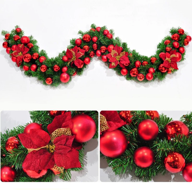 

Home Decor 2.7 M Artificial Rattan Christmas Ornaments Flower Vine Nordic Christmas Tree Decorations New Year Decor Rattan Gift