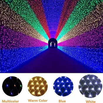 

plug in Led Net Lights 220V 240V Wedding Decoration Christmas Fairy String Light Outdoor Holiday Festival Multi Outdoor Garden