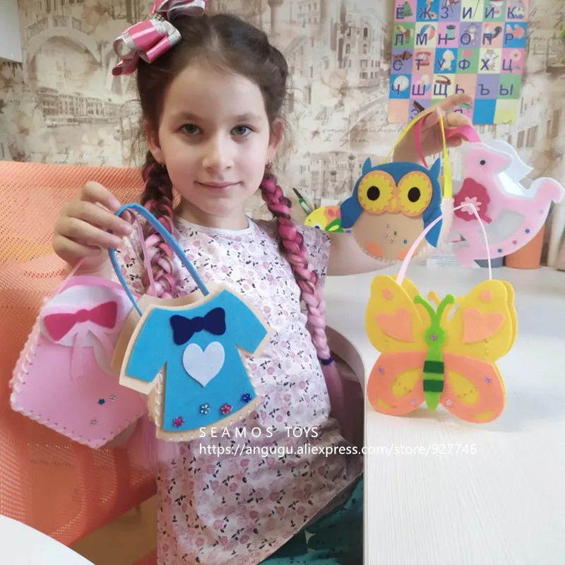 Montessori-Toys Non-Woven-Fabric Creative-Materials Handbags DIY Girls for Kindergarten