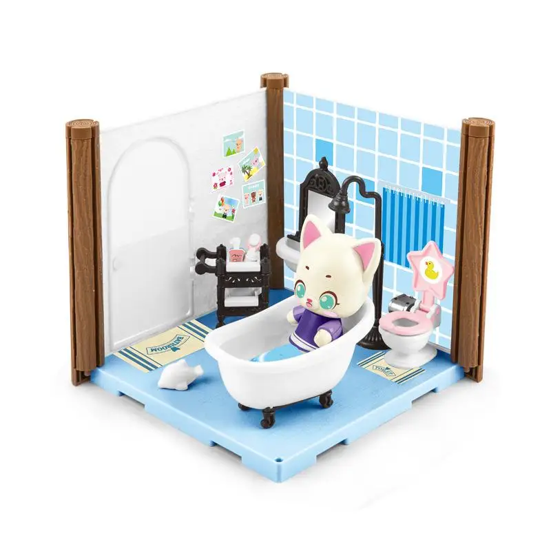 Kitten bathroom Kuulee мультфильм Китти Моделирование Кухонные принадлежности ролевые игры Набор детских игрушек - Цвет: Kitten bathroom