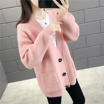 

Fashion New Knitted Sweater Cardigan Women Tops Spring Autumn Long sleeve V-neck Sweaters Cardigans Outerwear Loose Sweater Tide
