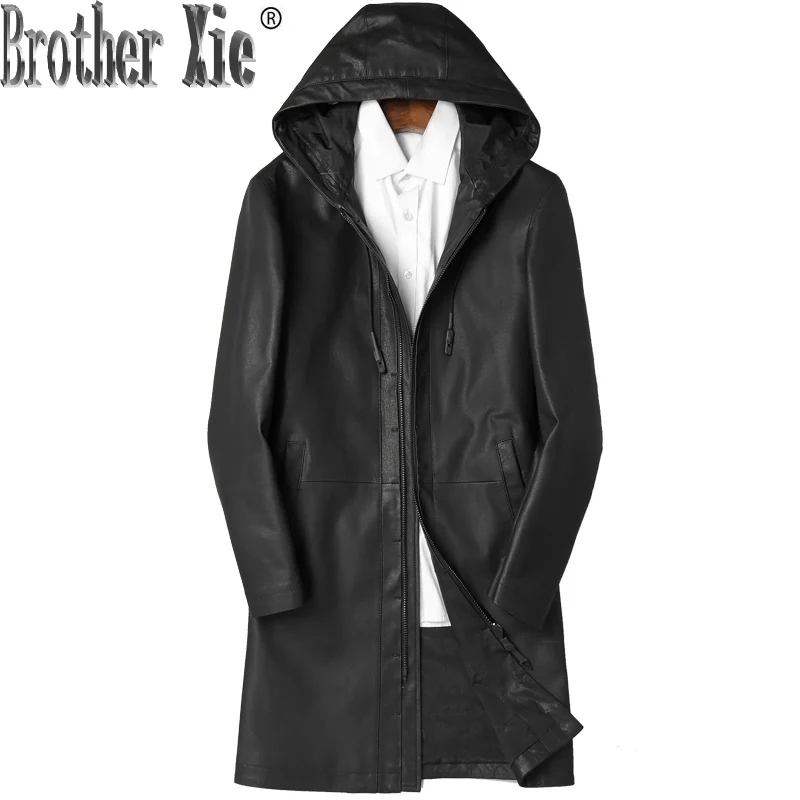 

Genuine Leather Jacket Men Clothes Men Sheepskin Coats Hooded Real Leather Jacket Veste En Cuir Homme P-D8018C ZL323
