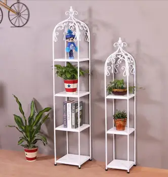 

American Creative iron art shelf solid wood multi-layer partition flower shelf floor decoration shelf