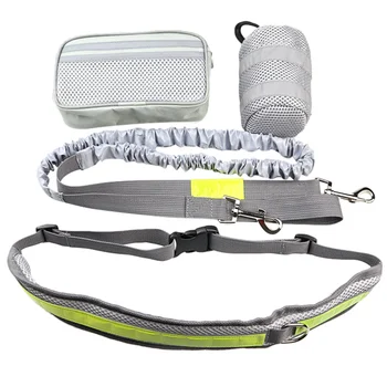 

4pcs Dog Outdoor Pulling Rope Outdoor Sports Multi-pocket Hanging Bag Waist Bag (Grey, Size L)