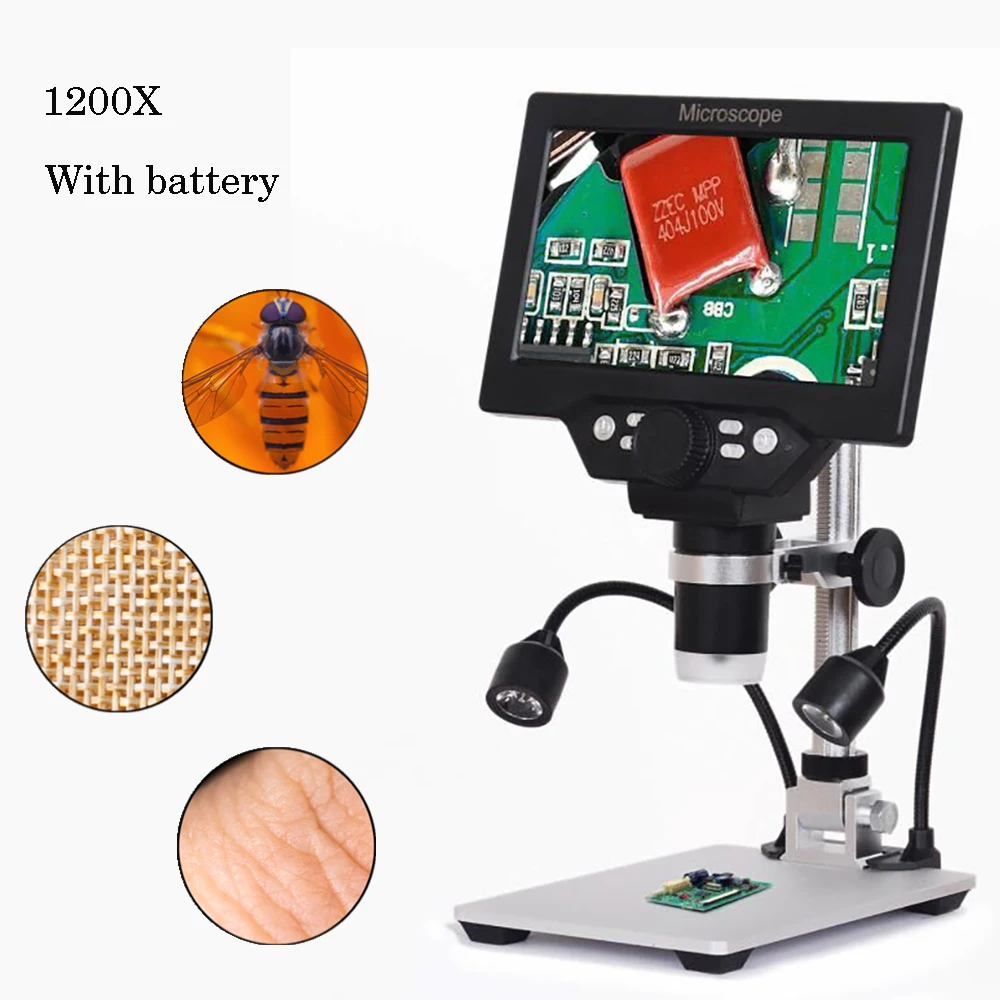 RIEVBCAU 7'' Coin Microscope DM9-H 1200X Digital Microscopes 16MP HD Scope  Soldering Repair Tool Coin Magnifier with 8.5inch Sta