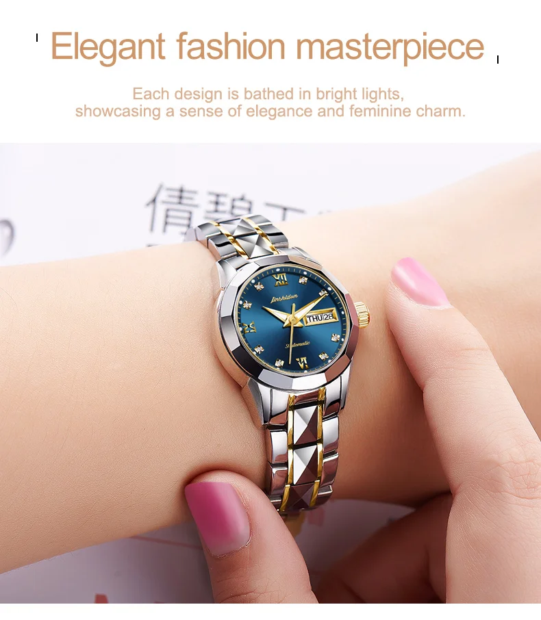 JSDUN часы от производителя оптом роскошные простые вольфрамовые стальные водонепроницаемые женские автоматические механические часы Relogio Feminino