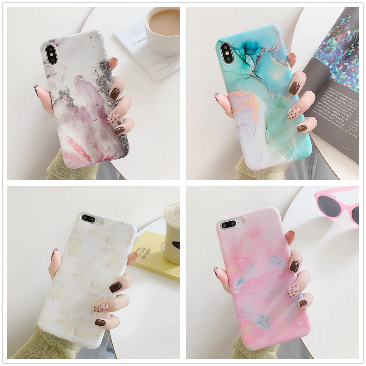 Geometric Marble Phone Cases For iPhone 11 Pro Max XR X XS 6 6S 7 8 Plus Back Cover iphone11 Soft SIlicone Protect Shell |