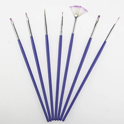 Purple 7 шт./компл. фиолетовая для украшения ногтей кисть роспись фототерапии резные ручка веерообразная точка Сверла Набор инструментов все для маникюра - Цвет: Purple