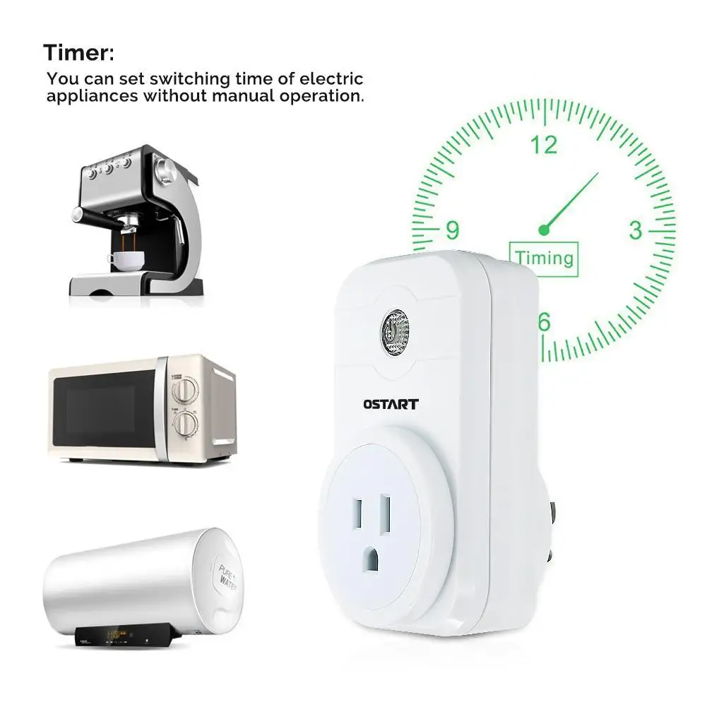 

WiFi Smart Timing Plug Socket Wireless Outlet Socket Turn On/Off Electronics Remote Control Switch for Household Appliances