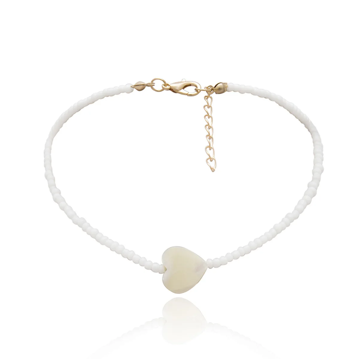 Youvanic Boho Ожерелье с бусинами в форме сердца для женщин и девочек, цепочка с белым камнем для ключицы, ошейник, модное ювелирное изделие, подарок 2418