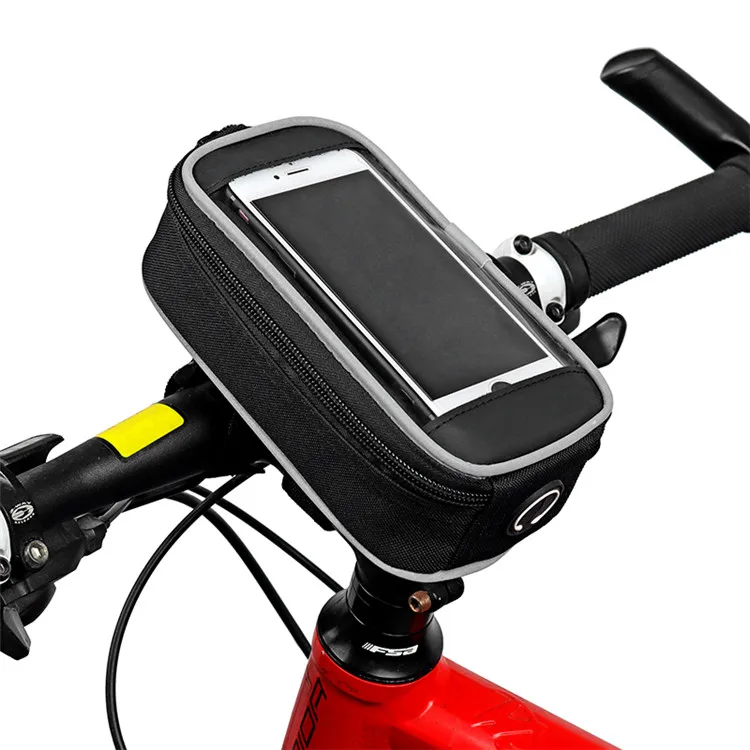 Велосипедный Руль сенсорный экран сумка, водонепроницаемый, для езды на мотоцикле, для 7 дюймов мобильного телефона, чехол для телефона, велосипедная Передняя рама руль сумки