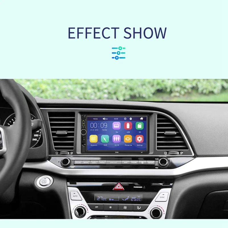 2 Din Car Radio 7 Inch MP5 Player Press Screen Digital Display Bluetooth Multimedia USB/DVR/FM/Mirror Link, A7