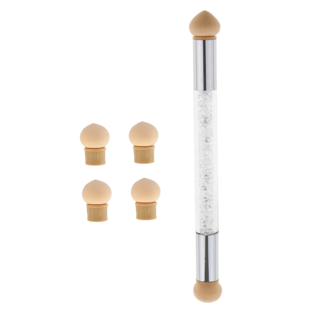 Set Glitter Powder Painting Dotting Gradient Pen Brush + 6 Sponge Heads Set