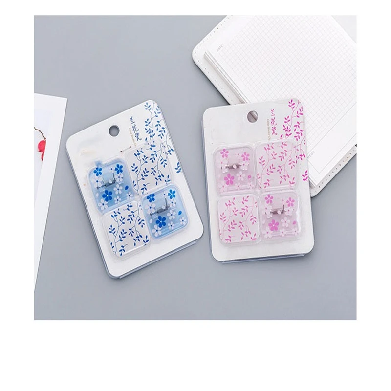 Small Fresh Flower Transparent Ticket Clip Mini Student Plastic Mini Clip Stationery Office School Supplies Paper Organizer