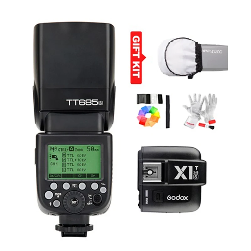 Вспысветильник Godox TT685S GN60 1/8000s HSS TTL + фотовспышка Trans mi tter (MI Shoe) для Sony A58 A7RII A7II A99 A7R |