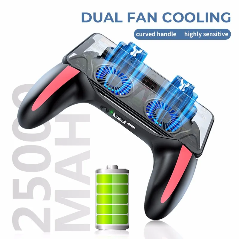 

H10 PUBG Game Controller Gamepad Joystick Four Finger Cooling Fan Trigger Grip Shooting Gamepad For IOS Android Mobile Phone