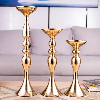 

Gold Candle Holders Flower Vase Candlestick Candle Cup Table Centerpiece Flower Rack Road Lead Home Wedding Decoration Hot Sale