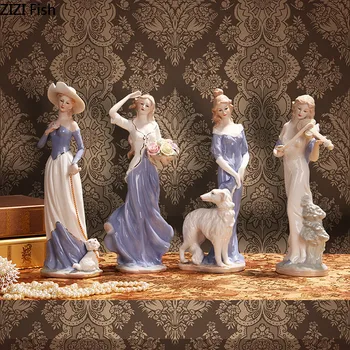 

Creativity Ceramic Goddess Lady Figurines Crafts Room Decor Wedding Handicraft Ornament Porcelain Statue Home Decoration Modern
