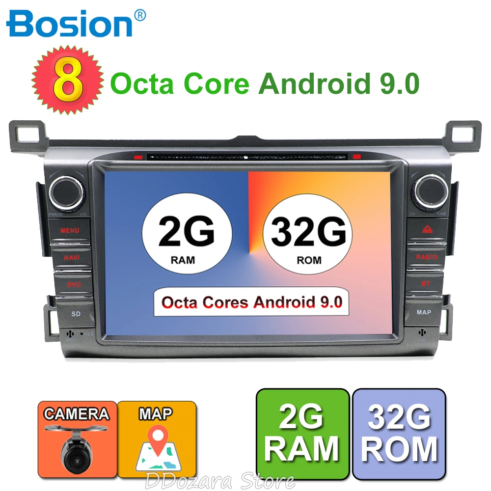 

2 din android 9.0 for Toyota Rav4 fit to 2013-2015 year 8 core car dvd radio player audio stereo free gps rear camera map 8inch
