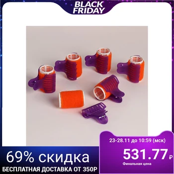 

Velor curlers with crab, d = 3.6 cm, 6 pcs, orange