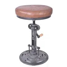 Винтажные промышленные барные табуреты, сделай сам, рукоятка, стул для кафе, кожаное сиденье, поворотное, регулируемая высота, барные стулья, кухонный табурет