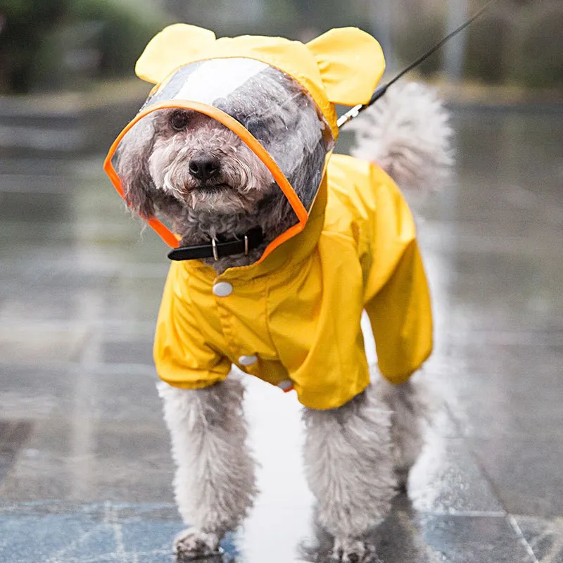Дождевик для собак, водонепроницаемый дождевик, плащ с капюшоном, одежда для щенков из мультфильма, одежда для безопасности, дождевик для собак, одежда для улицы, товары для домашних животных
